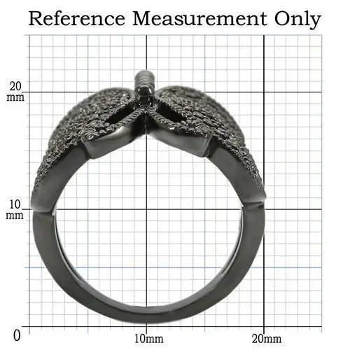 Alamode Ruthenium Brass Ring with AAA Grade CZ in Champagne - Alamode - Flyclothing LLC