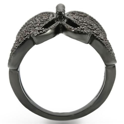 Alamode Ruthenium Brass Ring with AAA Grade CZ in Champagne - Flyclothing LLC