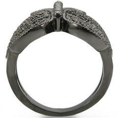 Alamode Ruthenium Brass Ring with AAA Grade CZ in Champagne - Flyclothing LLC