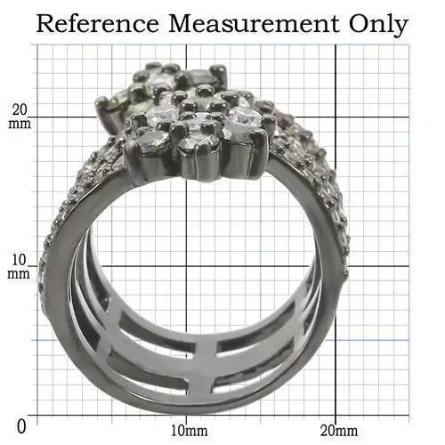 Alamode Ruthenium Brass Ring with AAA Grade CZ in Multi Color - Alamode - Flyclothing LLC