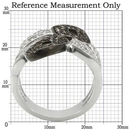 Alamode Rhodium + Ruthenium Brass Ring with AAA Grade CZ in Champagne - Alamode - Flyclothing LLC