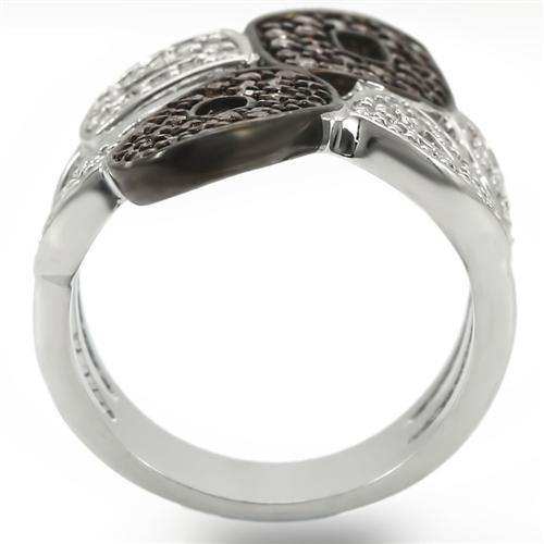 Alamode Rhodium + Ruthenium Brass Ring with AAA Grade CZ in Champagne - Alamode - Flyclothing LLC