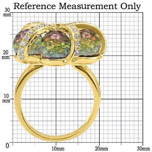 Alamode Gold Plated Brass Ring with Top Grade Crystal in Multi Color - Alamode - Flyclothing LLC