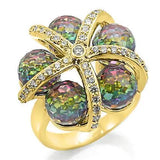 Alamode Gold Plated Brass Ring with Top Grade Crystal in Multi Color - Alamode