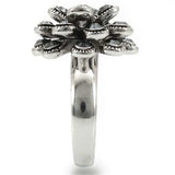 Alamode Rhodium Brass Ring with Top Grade Crystal in Jet - Alamode - Flyclothing LLC