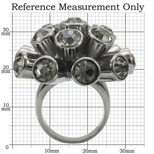 Alamode Ruthenium Brass Ring with Top Grade Crystal in Jet - Alamode - Flyclothing LLC