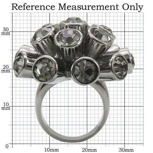 Alamode Ruthenium Brass Ring with Top Grade Crystal in Jet - Alamode - Flyclothing LLC