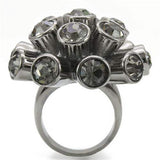 Alamode Ruthenium Brass Ring with Top Grade Crystal in Jet - Alamode - Flyclothing LLC