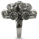Alamode Ruthenium Brass Ring with Top Grade Crystal in Jet - Alamode - Flyclothing LLC