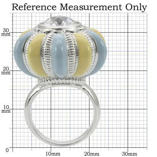 Alamode Rhodium Brass Ring with AAA Grade CZ in Clear - Alamode - Flyclothing LLC