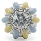 Alamode Rhodium Brass Ring with AAA Grade CZ in Clear - Alamode