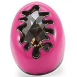 Alamode Ruthenium Brass Ring with AAA Grade CZ in Champagne - Alamode - Flyclothing LLC