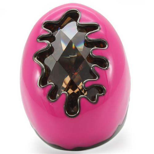 Alamode Ruthenium Brass Ring with AAA Grade CZ in Champagne - Alamode - Flyclothing LLC