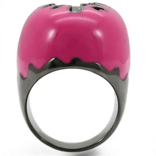 Alamode Ruthenium Brass Ring with AAA Grade CZ in Champagne - Alamode - Flyclothing LLC