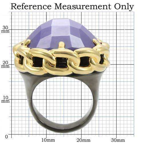 Alamode Gold+Ruthenium Brass Ring with Milky CZ in Tanzanite - Alamode - Flyclothing LLC