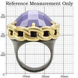 Alamode Gold+Ruthenium Brass Ring with Milky CZ in Tanzanite - Alamode