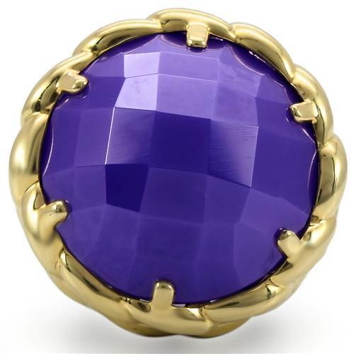 Alamode Gold+Ruthenium Brass Ring with Milky CZ in Tanzanite - Flyclothing LLC