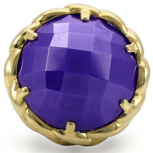 Alamode Gold+Ruthenium Brass Ring with Milky CZ in Tanzanite - Alamode - Flyclothing LLC