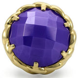 Alamode Gold+Ruthenium Brass Ring with Milky CZ in Tanzanite - Alamode