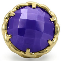 Alamode Gold+Ruthenium Brass Ring with Milky CZ in Tanzanite - Alamode