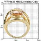 Alamode Gold Brass Ring with AAA Grade CZ in Champagne - Alamode - Flyclothing LLC