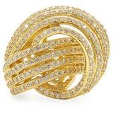 Alamode Gold Brass Ring with AAA Grade CZ in Clear - Alamode