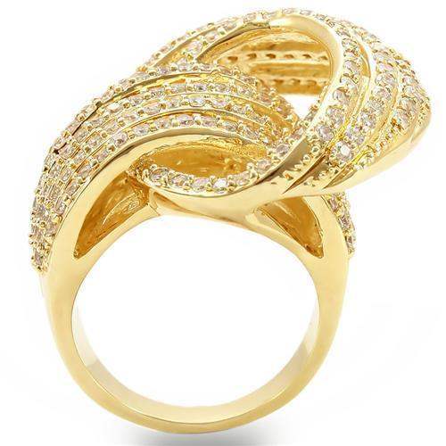 Alamode Gold Brass Ring with AAA Grade CZ in Clear - Alamode - Flyclothing LLC