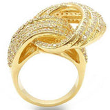 Alamode Gold Brass Ring with AAA Grade CZ in Clear - Alamode - Flyclothing LLC