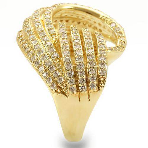 Alamode Gold Brass Ring with AAA Grade CZ in Clear - Alamode - Flyclothing LLC