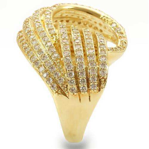 Alamode Gold Brass Ring with AAA Grade CZ in Clear - Alamode - Flyclothing LLC