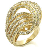 Alamode Gold Brass Ring with AAA Grade CZ in Clear - Alamode