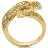Alamode Gold Brass Ring with AAA Grade CZ in Clear - Alamode - Flyclothing LLC