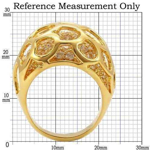 Alamode Gold Brass Ring with AAA Grade CZ in Clear - Alamode - Flyclothing LLC