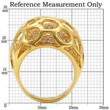 Alamode Gold Brass Ring with AAA Grade CZ in Clear - Alamode