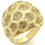 Alamode Gold Brass Ring with AAA Grade CZ in Clear - Alamode