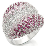 Alamode Rhodium Brass Ring with AAA Grade CZ in Multi Color - Alamode