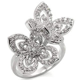 Alamode Rhodium Brass Ring with AAA Grade CZ in Clear - Alamode - Flyclothing LLC