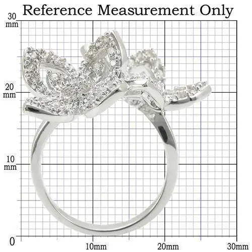 Alamode Rhodium Brass Ring with AAA Grade CZ in Clear - Alamode - Flyclothing LLC