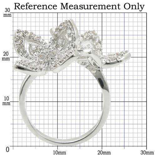 Alamode Rhodium Brass Ring with AAA Grade CZ in Clear - Alamode - Flyclothing LLC