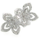 Alamode Rhodium Brass Ring with AAA Grade CZ in Clear - Alamode - Flyclothing LLC