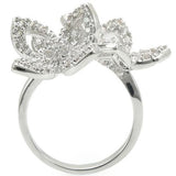 Alamode Rhodium Brass Ring with AAA Grade CZ in Clear - Alamode