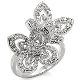 Alamode Rhodium Brass Ring with AAA Grade CZ in Clear - Alamode