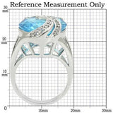 Alamode Rhodium Brass Ring with Synthetic Synthetic Glass in Sea Blue - Alamode - Flyclothing LLC