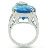 Alamode Rhodium Brass Ring with Synthetic Synthetic Glass in Sea Blue - Alamode - Flyclothing LLC