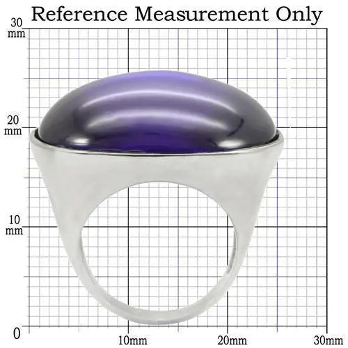 Alamode Rhodium Brass Ring with Genuine Stone in Amethyst - Alamode - Flyclothing LLC