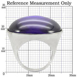 Alamode Rhodium Brass Ring with Genuine Stone in Amethyst - Alamode