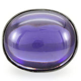 Alamode Rhodium Brass Ring with Genuine Stone in Amethyst - Alamode - Flyclothing LLC