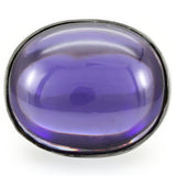 Alamode Rhodium Brass Ring with Genuine Stone in Amethyst - Alamode