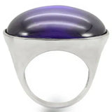 Alamode Rhodium Brass Ring with Genuine Stone in Amethyst - Alamode - Flyclothing LLC