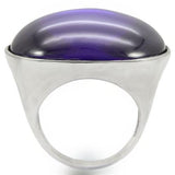Alamode Rhodium Brass Ring with Genuine Stone in Amethyst - Alamode